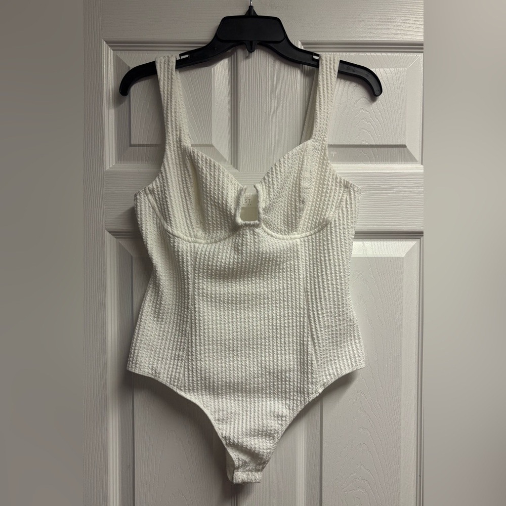 ASTR The Label White Ribbed Bustier Bodysuit Size XL - Picture 4 of 7